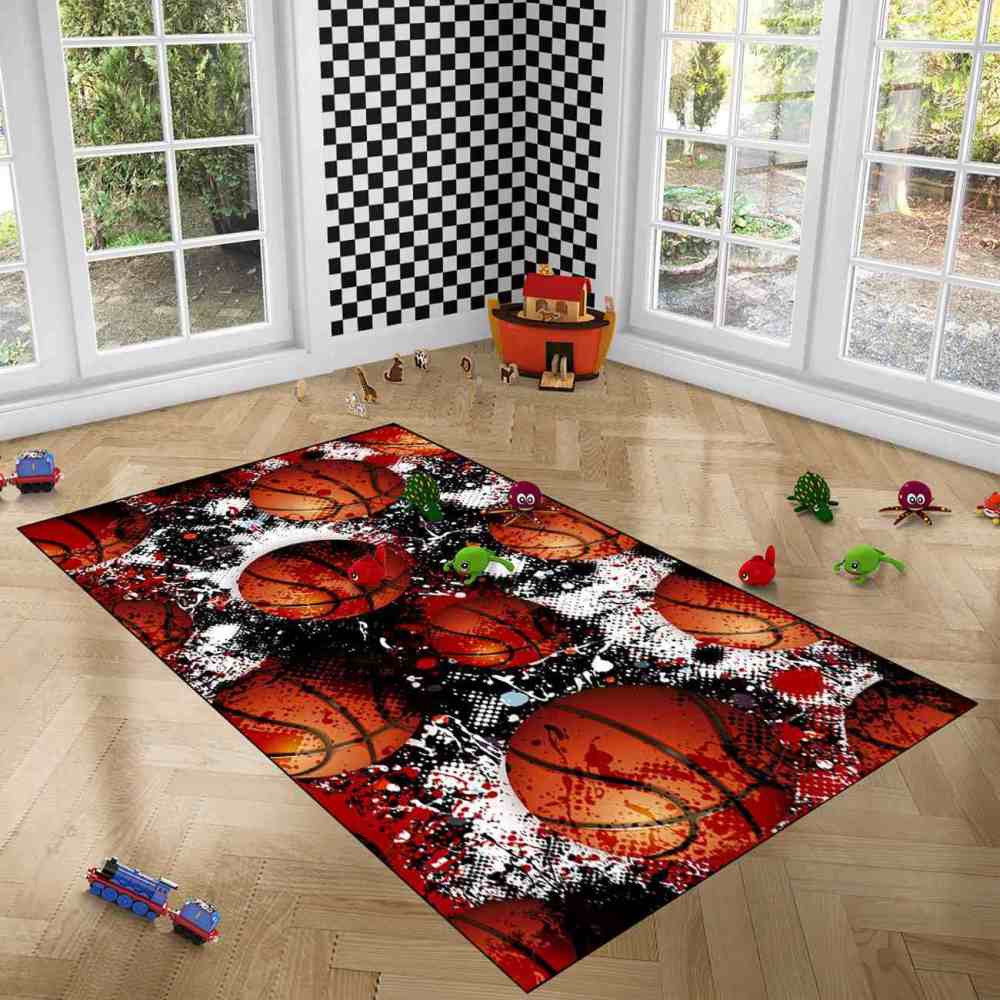 Grunge Splatter Paint Basketball Teen Room Area Rug | CozyLil