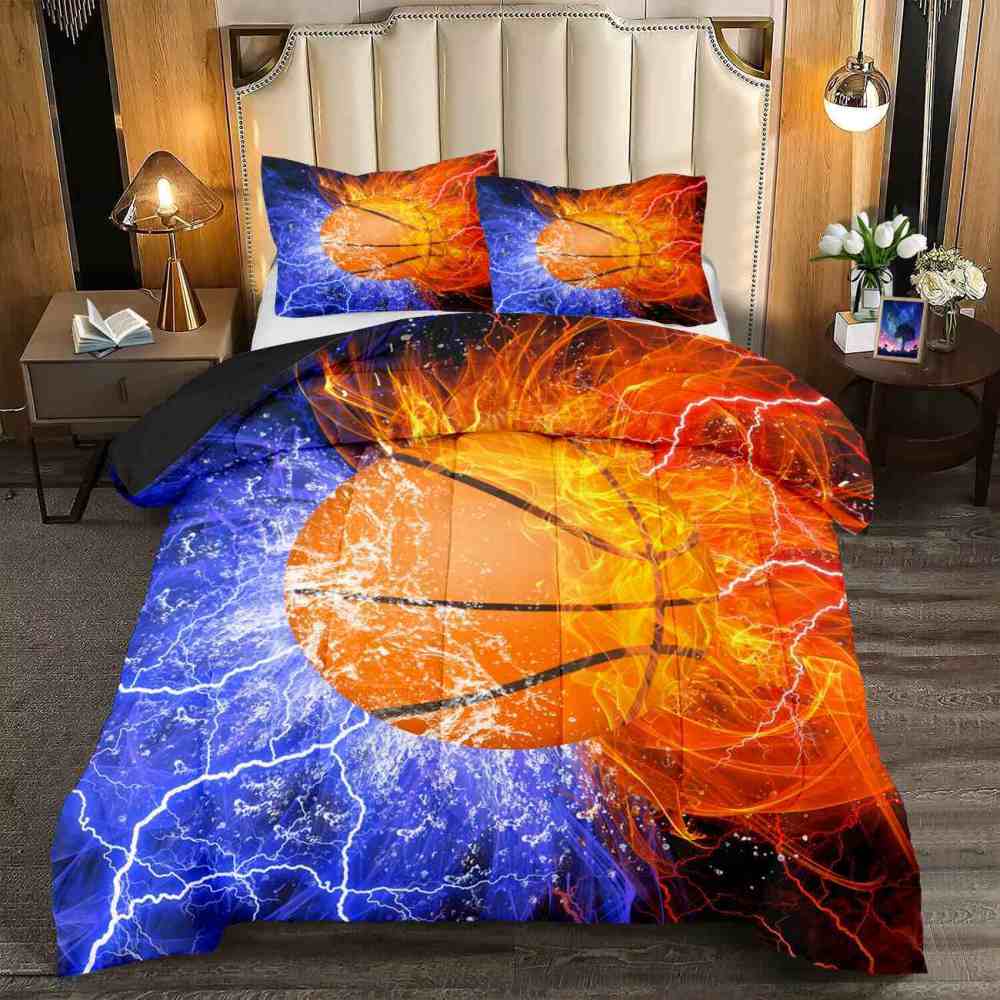 Fire Lightning Basketball Comforter Set Teens | CozyLil