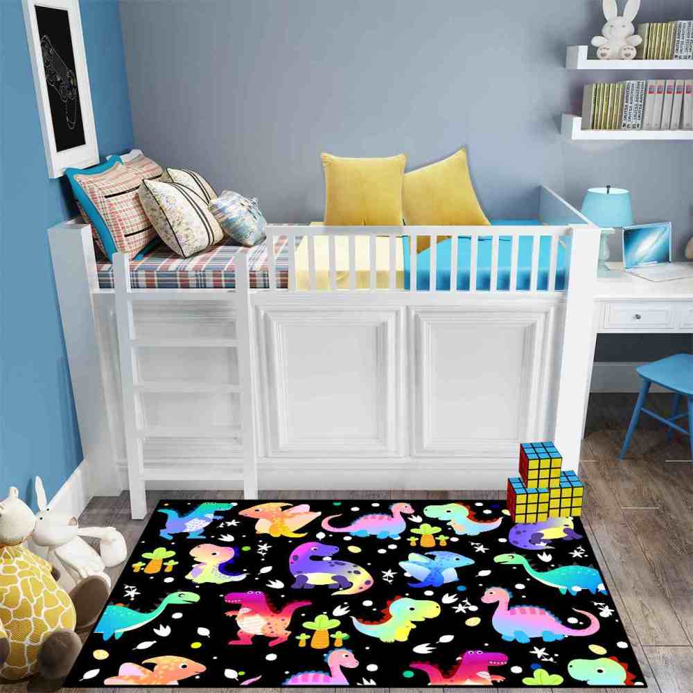 Cute Colorful Prehistoric Dinosaur Boys Playroom Rug | CozyLil