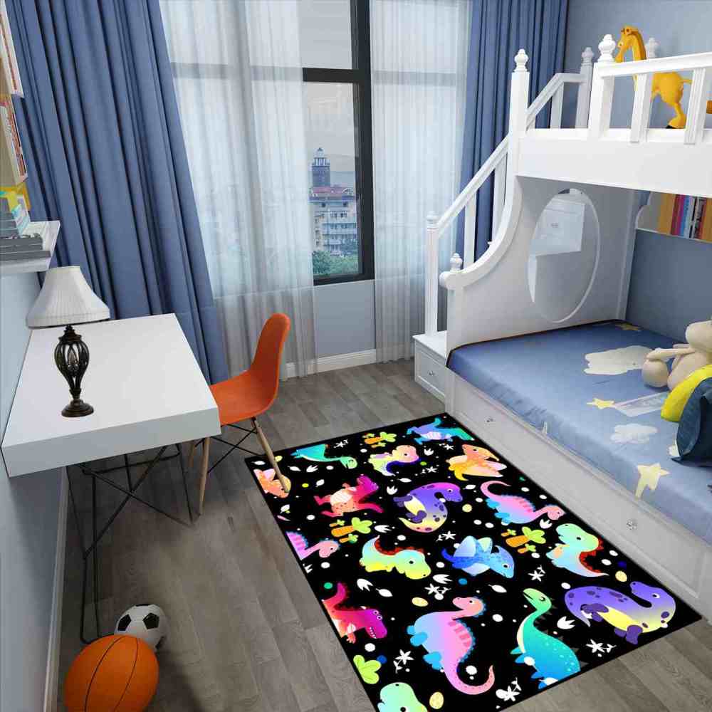 Cute Colorful Prehistoric Dinosaur Boys Playroom Rug | CozyLil