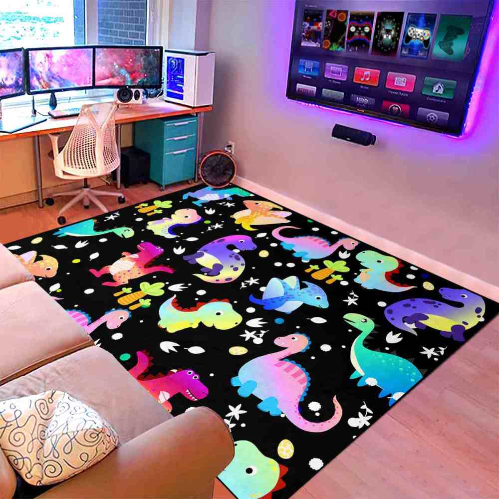 Cute Colorful Prehistoric Dinosaur Boys Playroom Rug | CozyLil