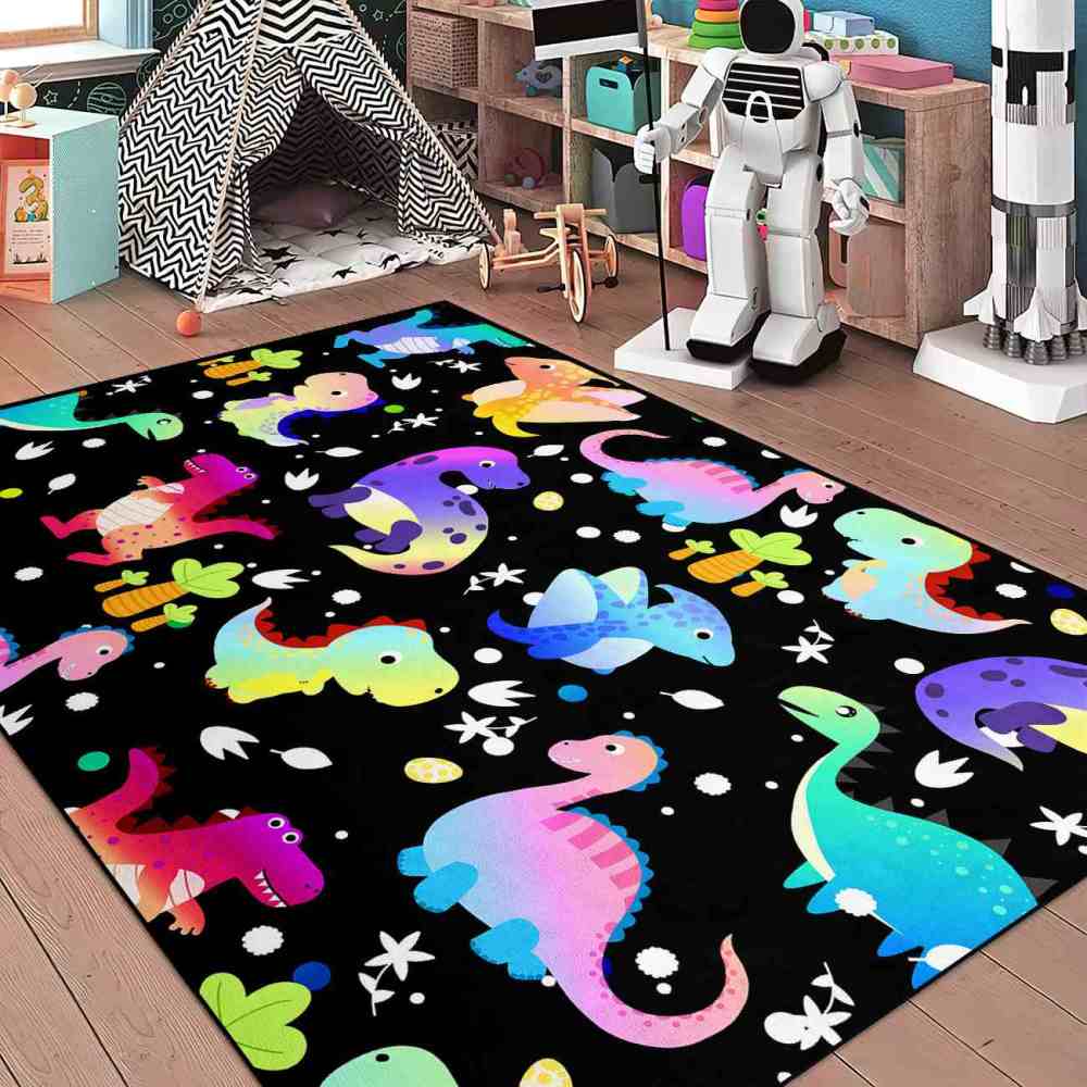 Cute Colorful Prehistoric Dinosaur Boys Playroom Rug | CozyLil
