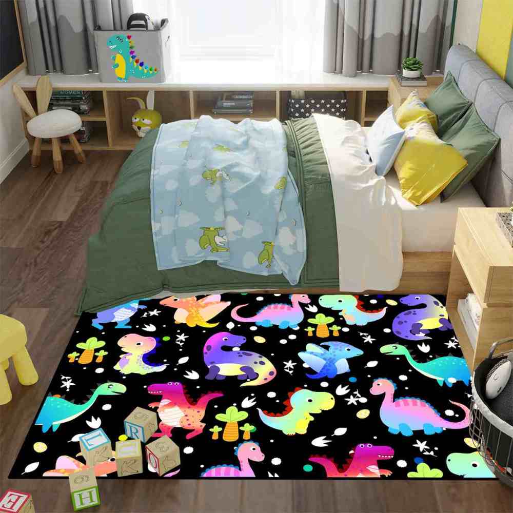 Cute Colorful Prehistoric Dinosaur Boys Playroom Rug | CozyLil