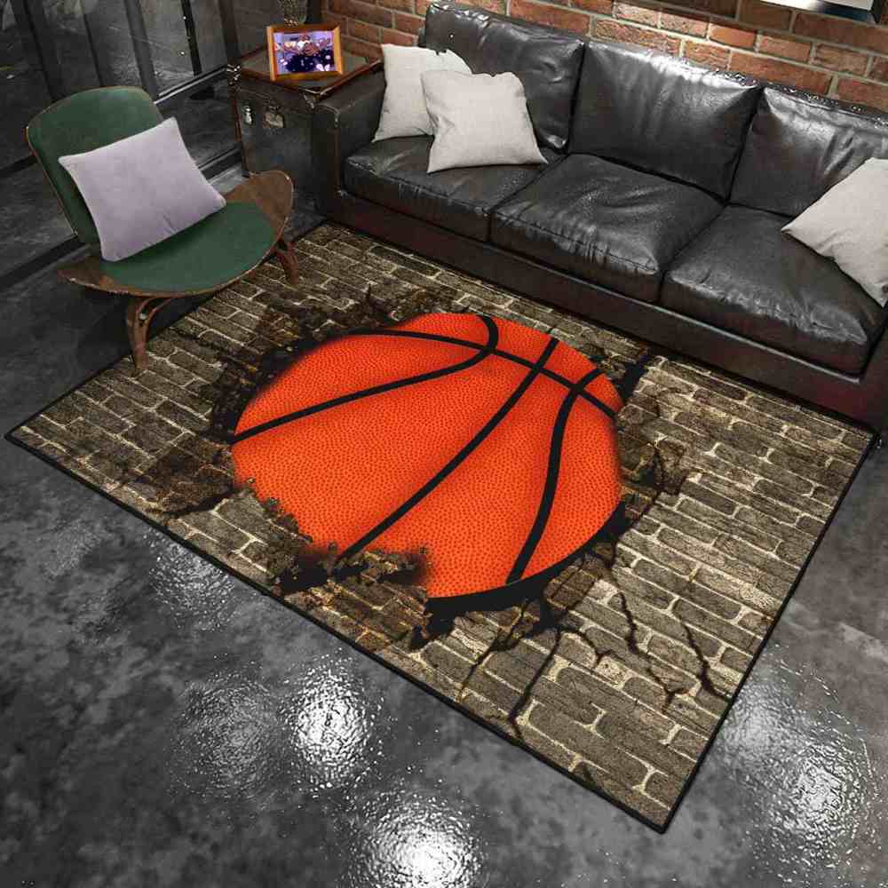 Smashing Basketball Brick Wall Printed Rug for Teen Room | CozyLil