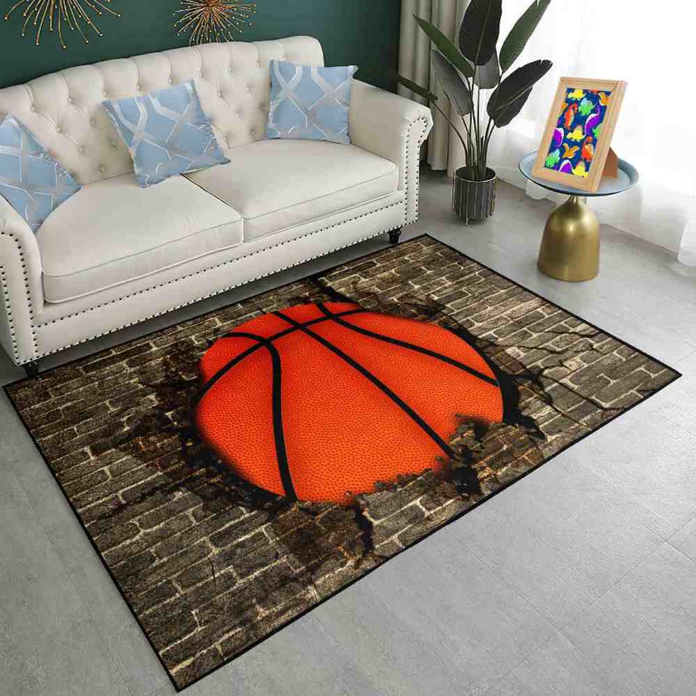 Smashing Basketball Brick Wall Printed Rug for Teen Room | CozyLil