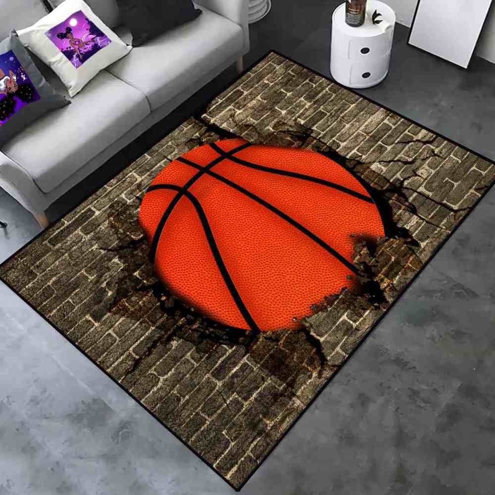 Smashing Basketball Brick Wall Printed Rug for Teen Room | CozyLil