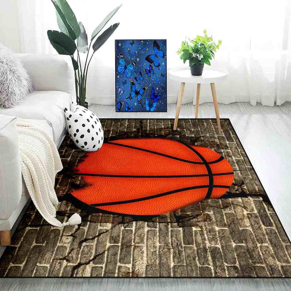 Smashing Basketball Brick Wall Printed Rug for Teen Room | CozyLil