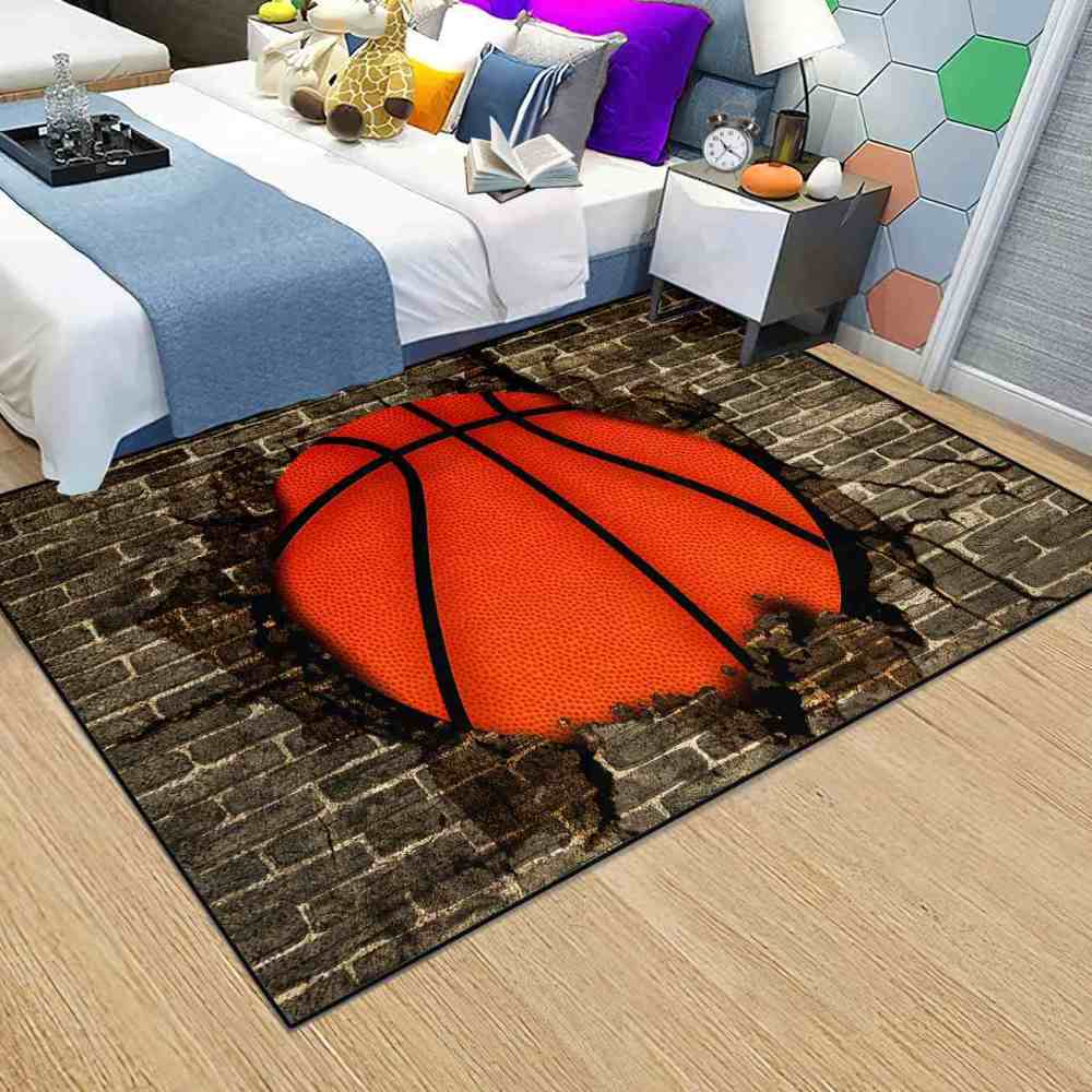 Smashing Basketball Brick Wall Printed Rug for Teen Room | CozyLil