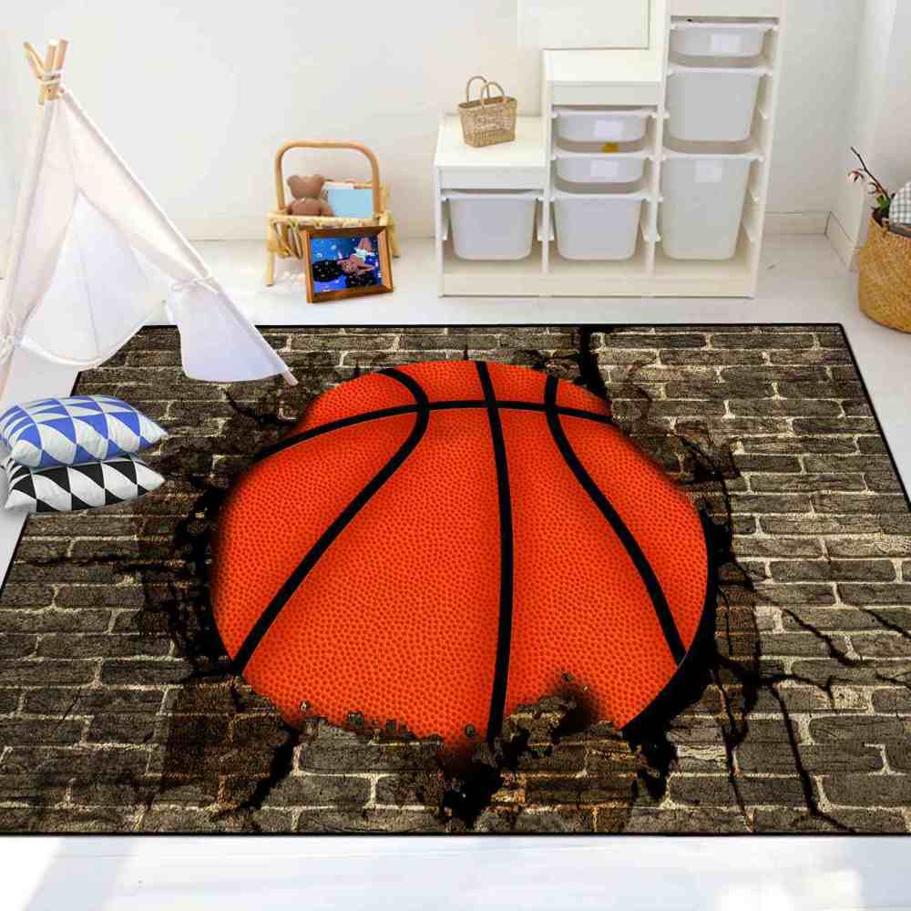 Smashing Basketball Brick Wall Printed Rug for Teen Room | CozyLil