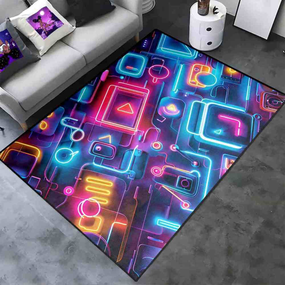 Synthwave Gamer Controller Area Rug Teen Room Mat | CozyLil