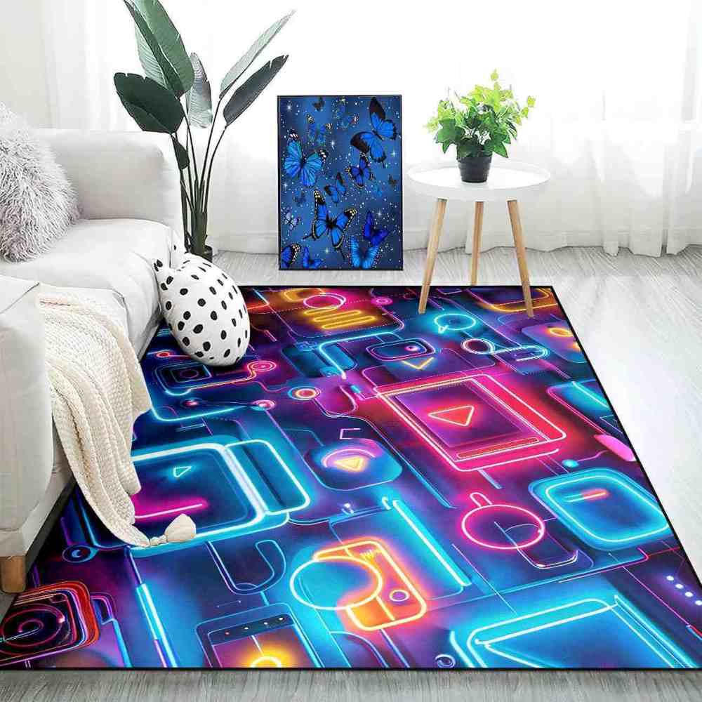 Synthwave Gamer Controller Area Rug Teen Room Mat | CozyLil
