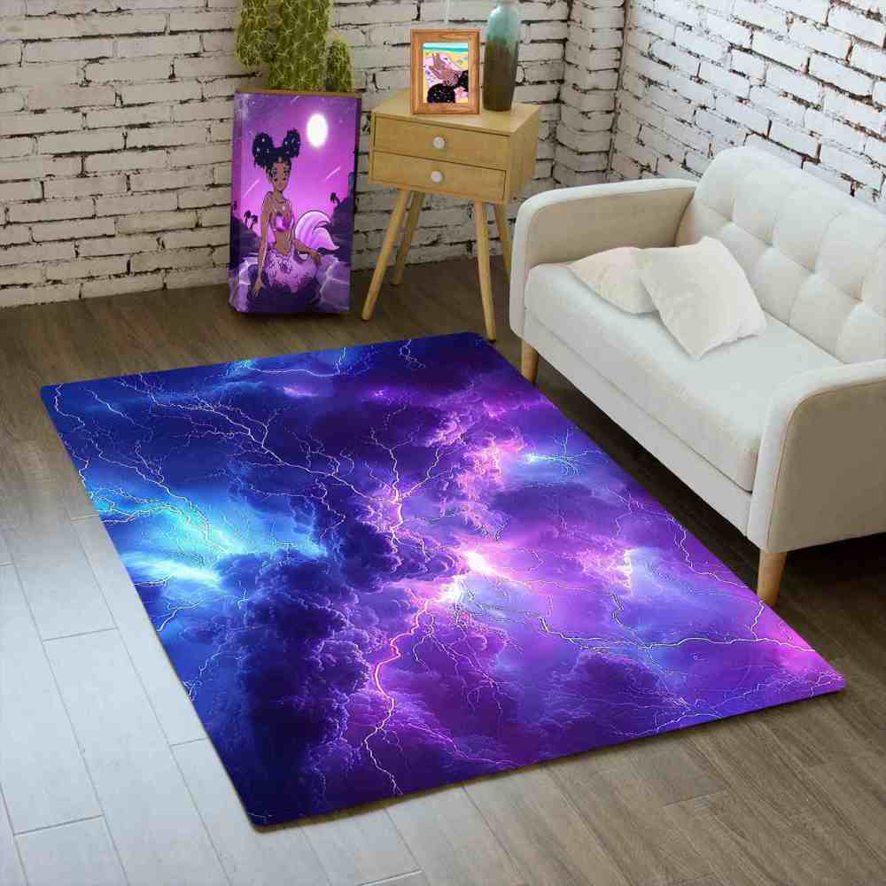 Purple Thunderstorm Area Rug Gamer Room Decor | CozyLil