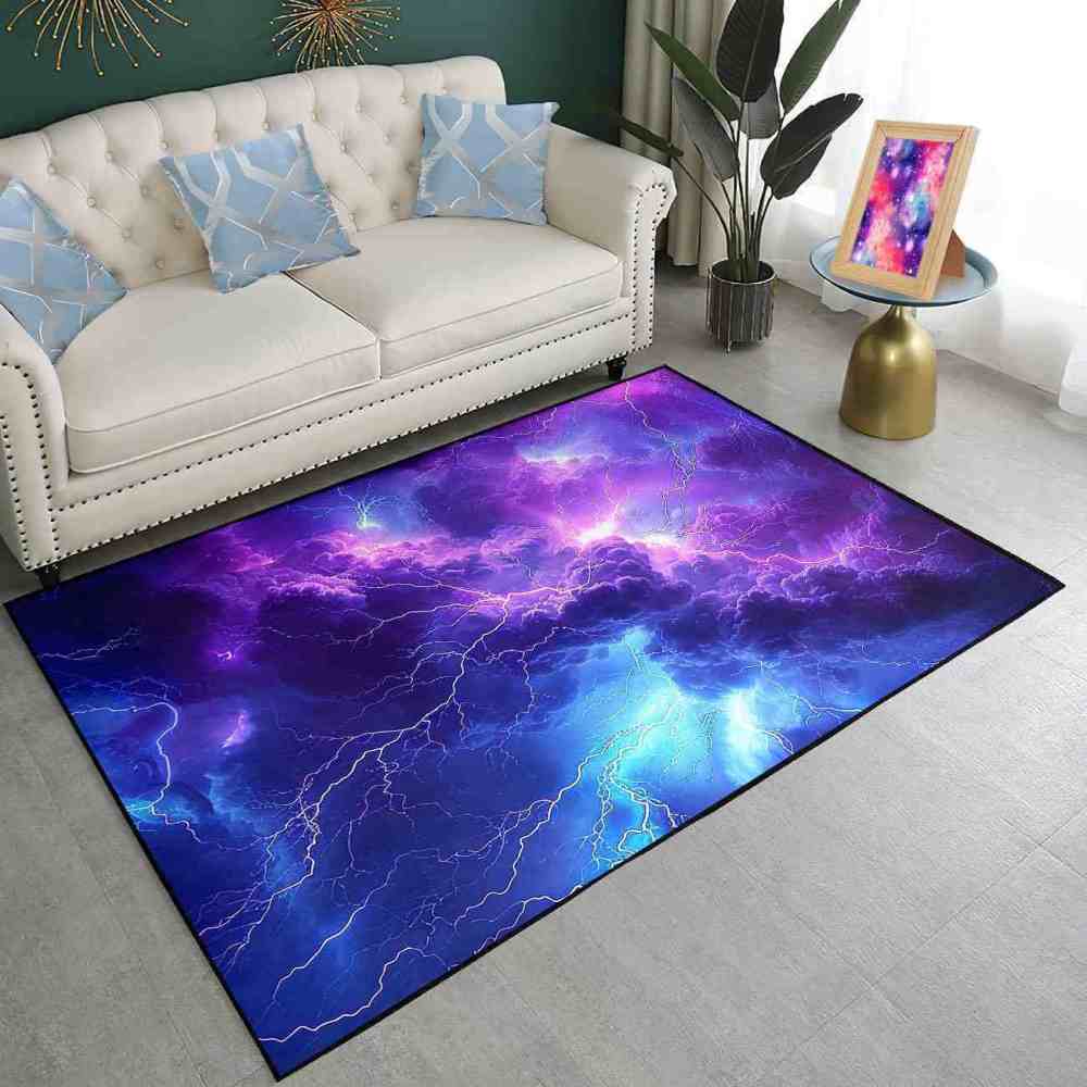 Purple Thunderstorm Area Rug Gamer Room Decor | CozyLil