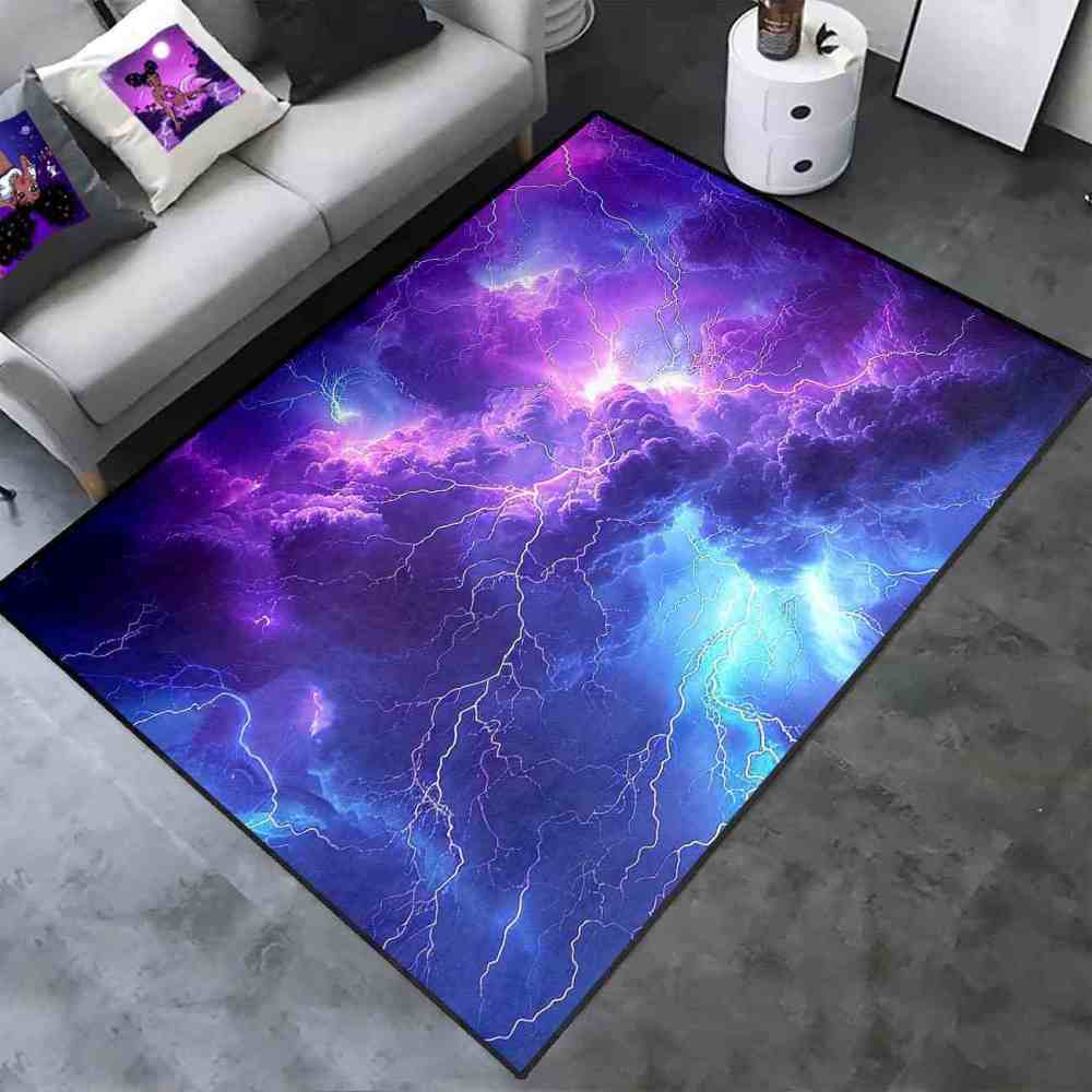 Purple Thunderstorm Area Rug Gamer Room Decor | CozyLil