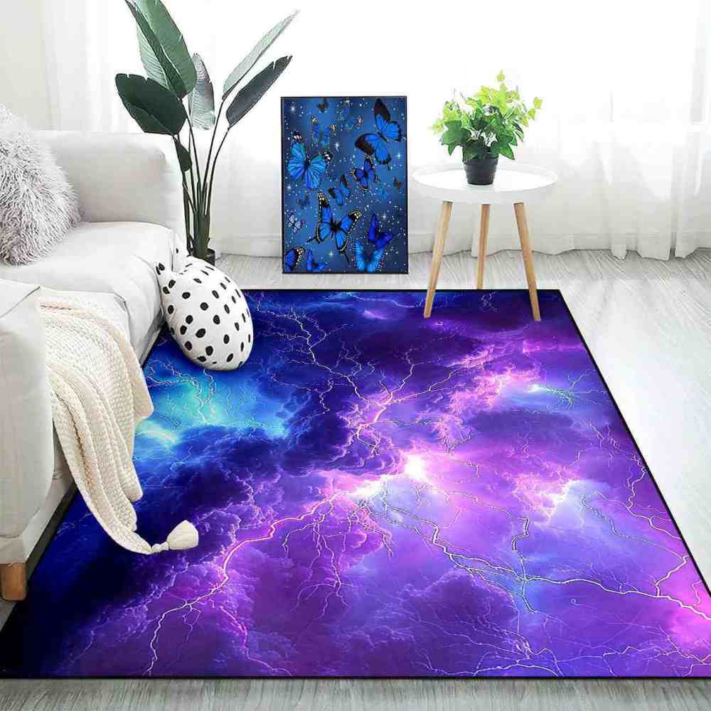 Purple Thunderstorm Area Rug Gamer Room Decor | CozyLil