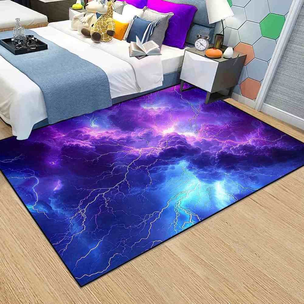 Purple Thunderstorm Area Rug Gamer Room Decor | CozyLil