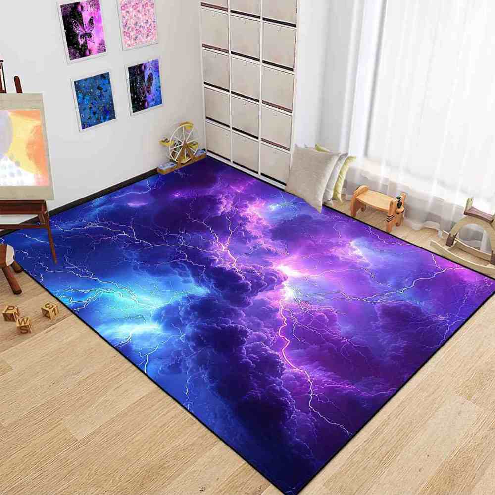 Purple Thunderstorm Area Rug Gamer Room Decor | CozyLil