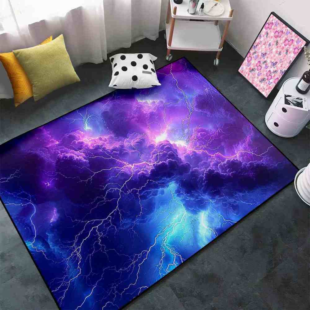 Purple Thunderstorm Area Rug Gamer Room Decor | CozyLil