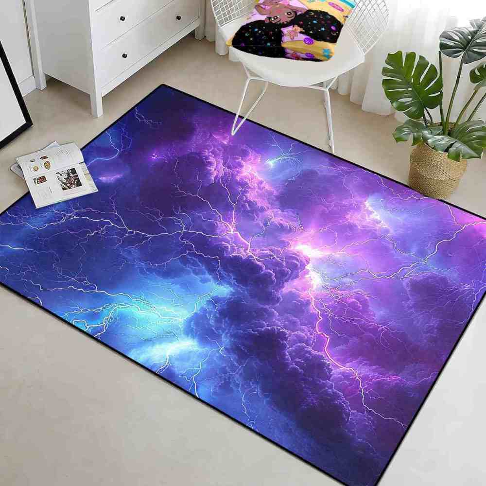 Purple Thunderstorm Area Rug Gamer Room Decor | CozyLil