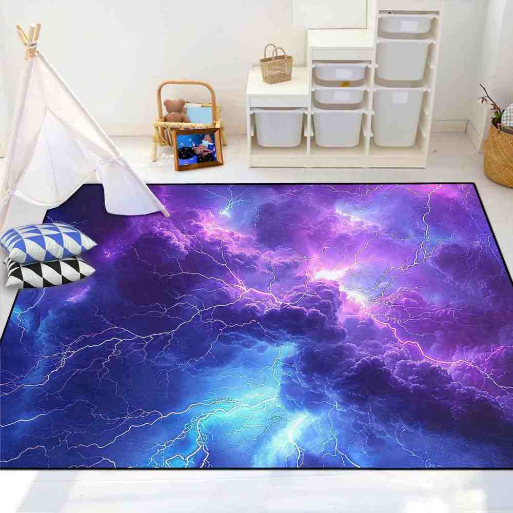 Purple Thunderstorm Area Rug Gamer Room Decor | CozyLil