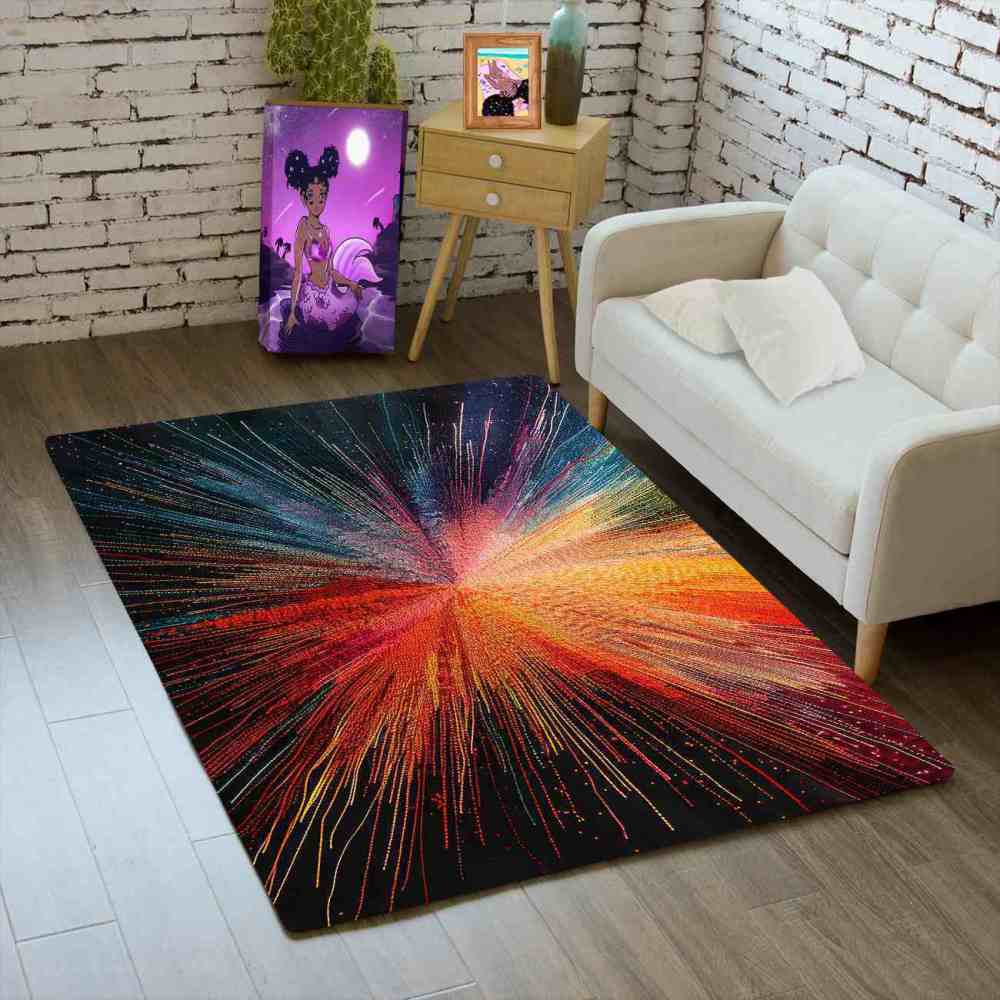 Abstract Color Explosion Area Rug Gamer Room Decor | CozyLil