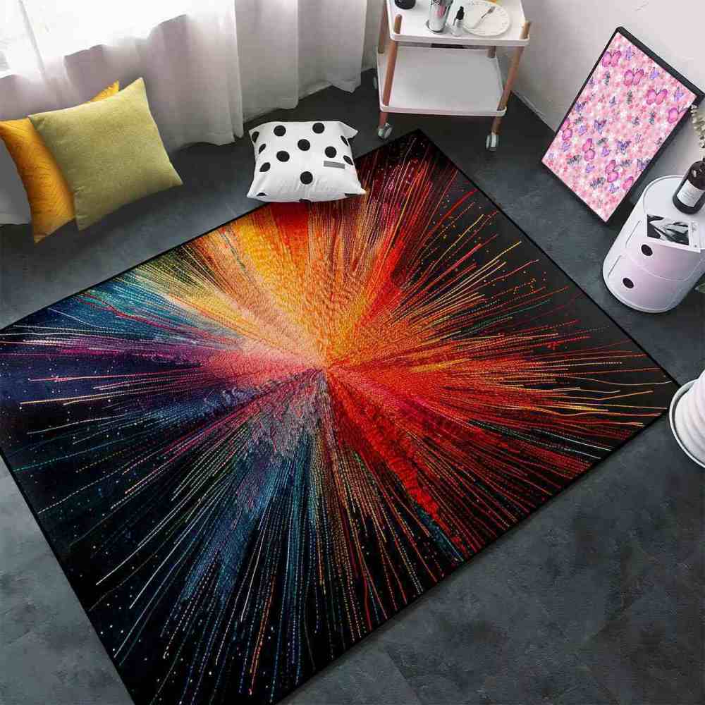 Abstract Color Explosion Area Rug Gamer Room Decor | CozyLil