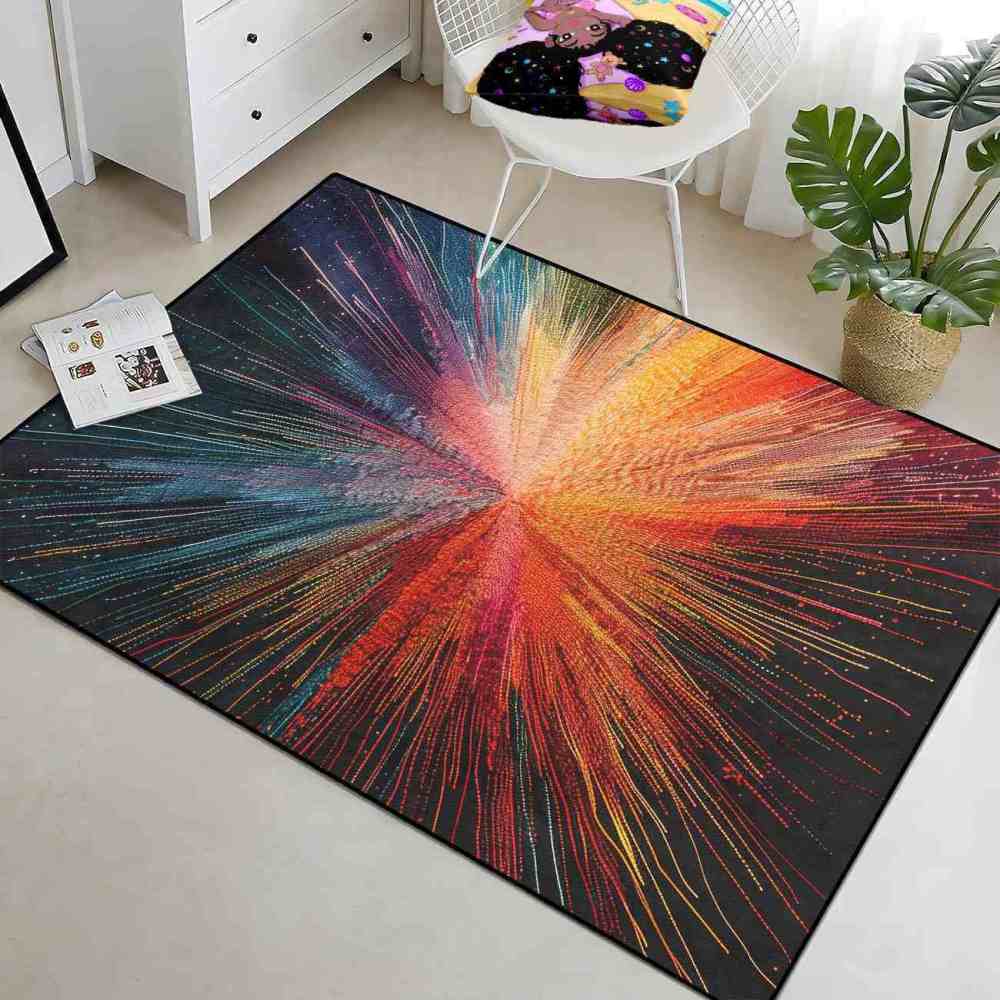 Abstract Color Explosion Area Rug Gamer Room Decor | CozyLil