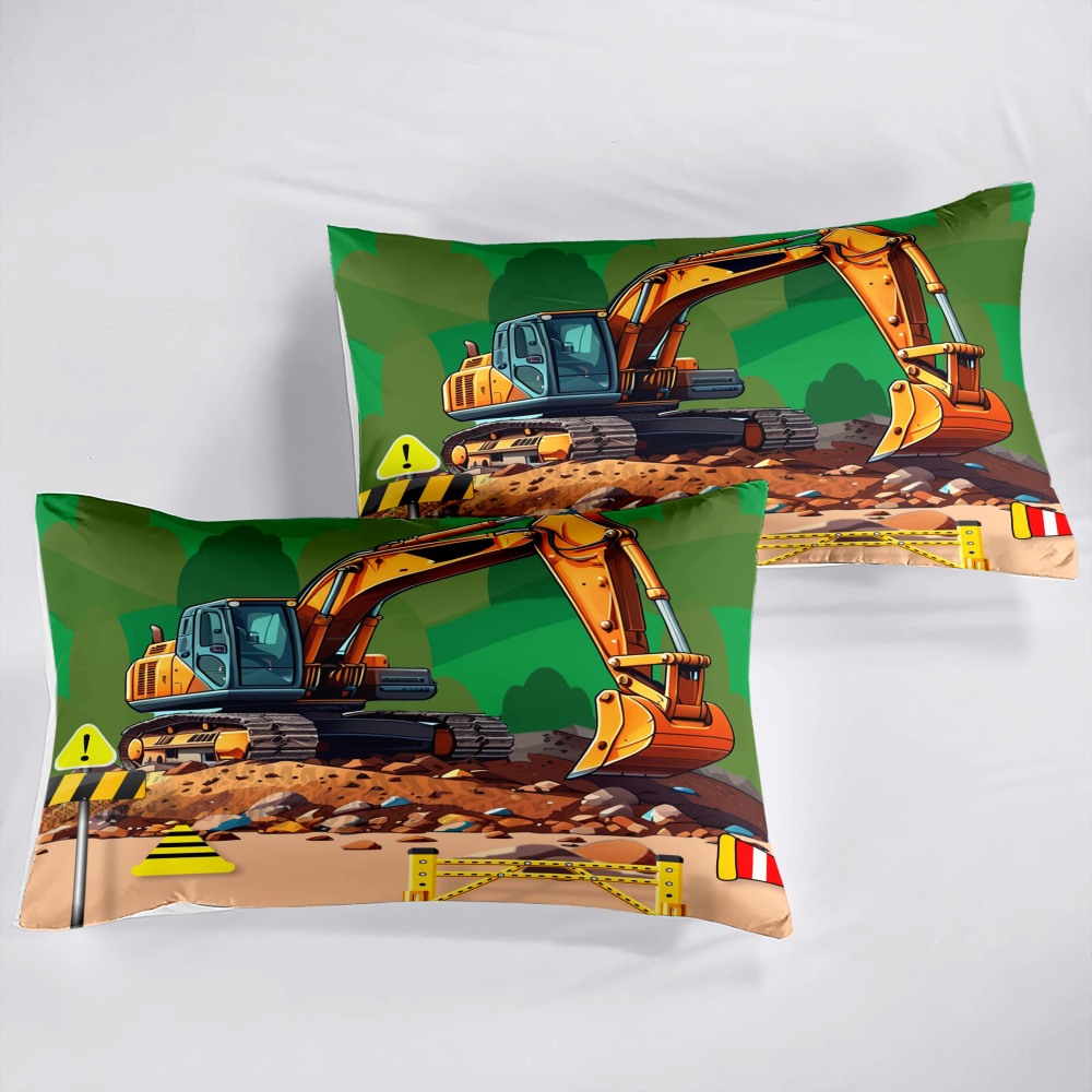 Realistic Heavy Excavator Boys Comforter Set | CozyLil