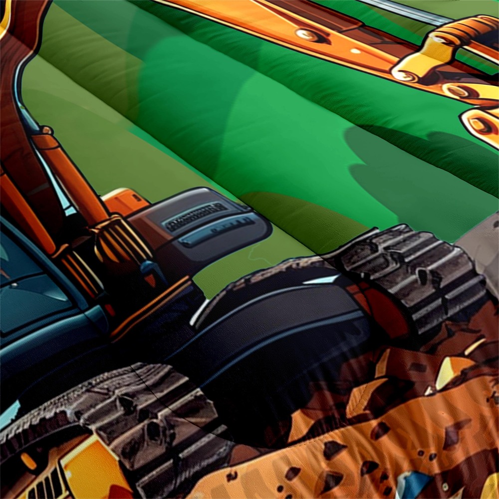 Realistic Heavy Excavator Boys Comforter Set | CozyLil