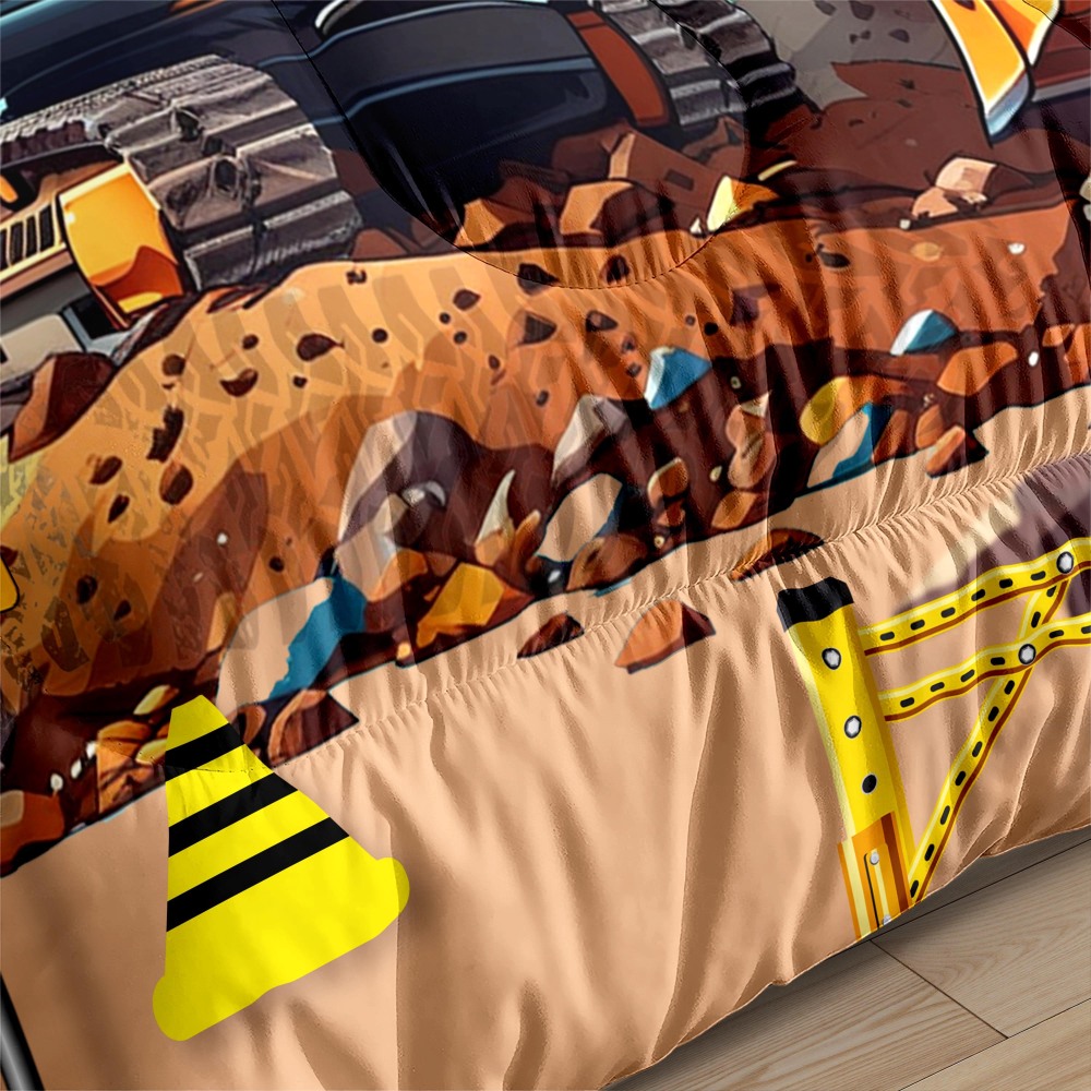 Realistic Heavy Excavator Boys Comforter Set | CozyLil