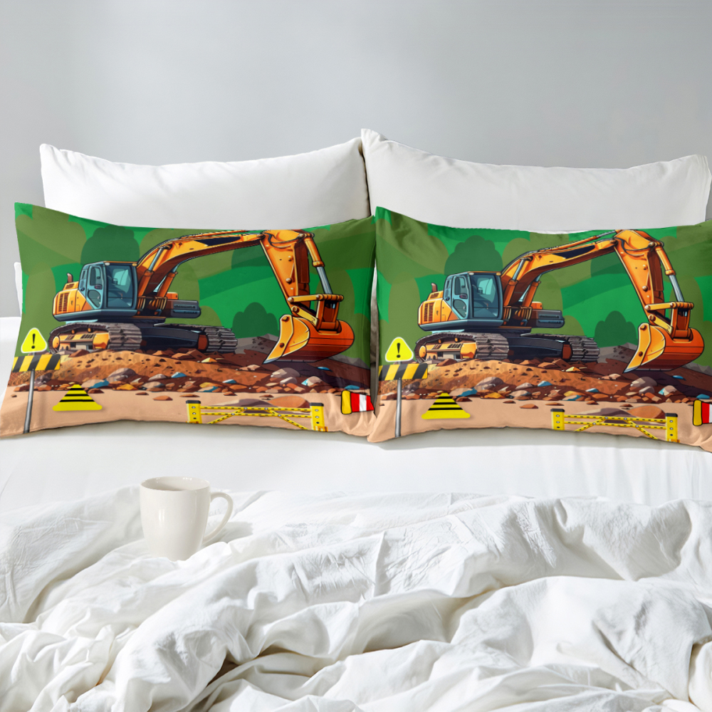 Realistic Heavy Excavator Boys Comforter Set | CozyLil