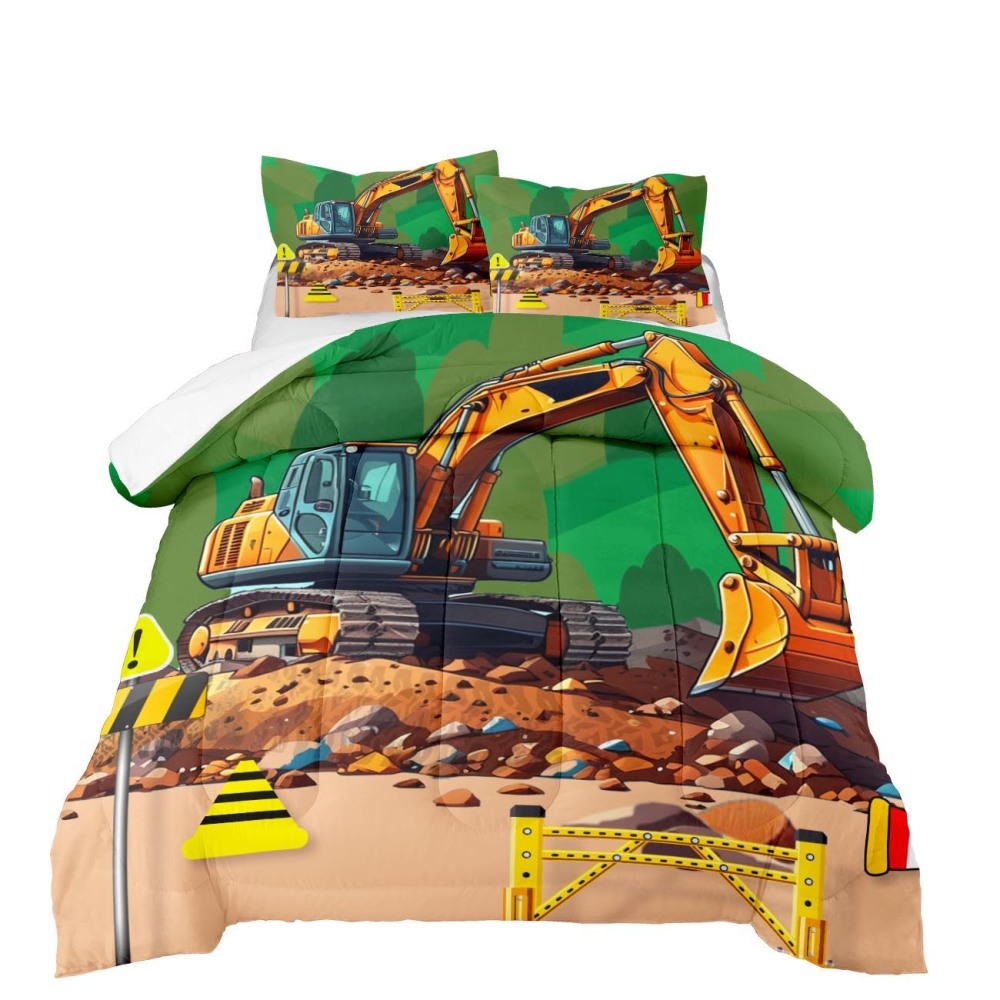 Realistic Heavy Excavator Boys Comforter Set | CozyLil