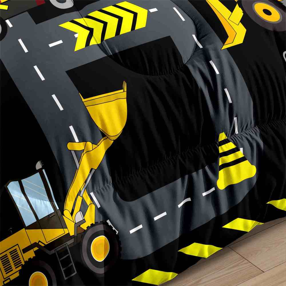 Black Asphalt Road Track Boys Comforter Set | CozyLil