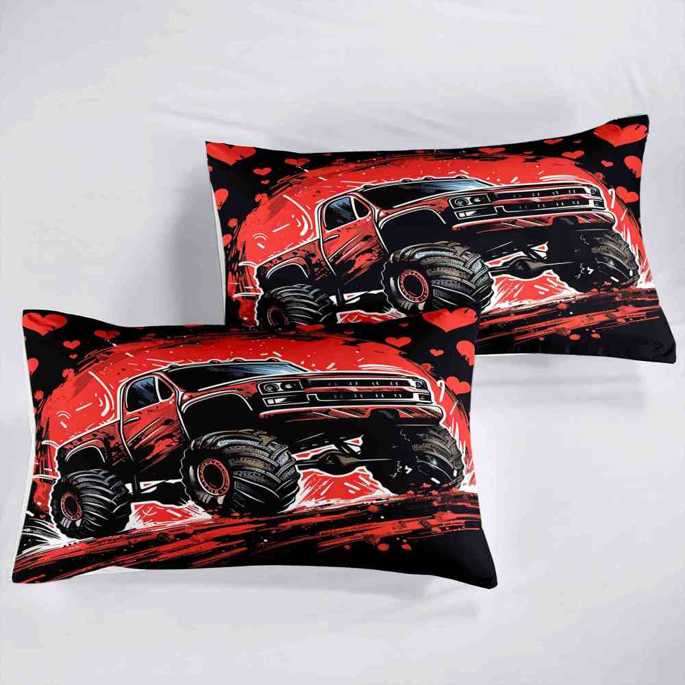 Red Monster Truck Racing Bedding Set Boys Room Decor | CozyLil
