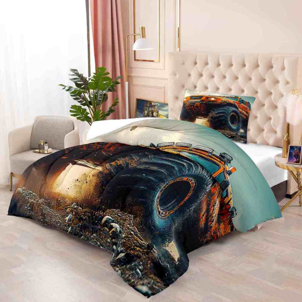 Orange Extreme Off-Road Mud Truck Bedding Set Teen Boys | CozyLil