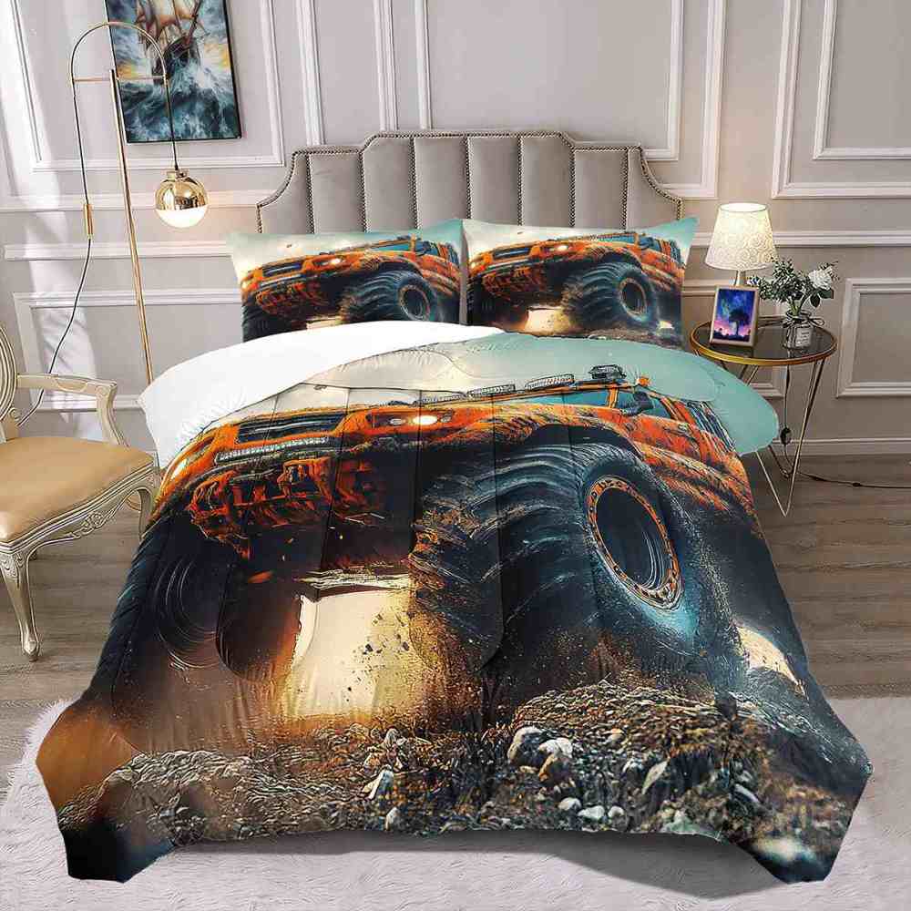 Orange Extreme Off-Road Mud Truck Bedding Set Teen Boys | CozyLil