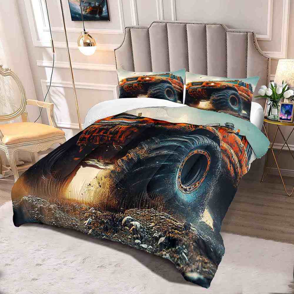 Orange Extreme Off-Road Mud Truck Bedding Set Teen Boys | CozyLil