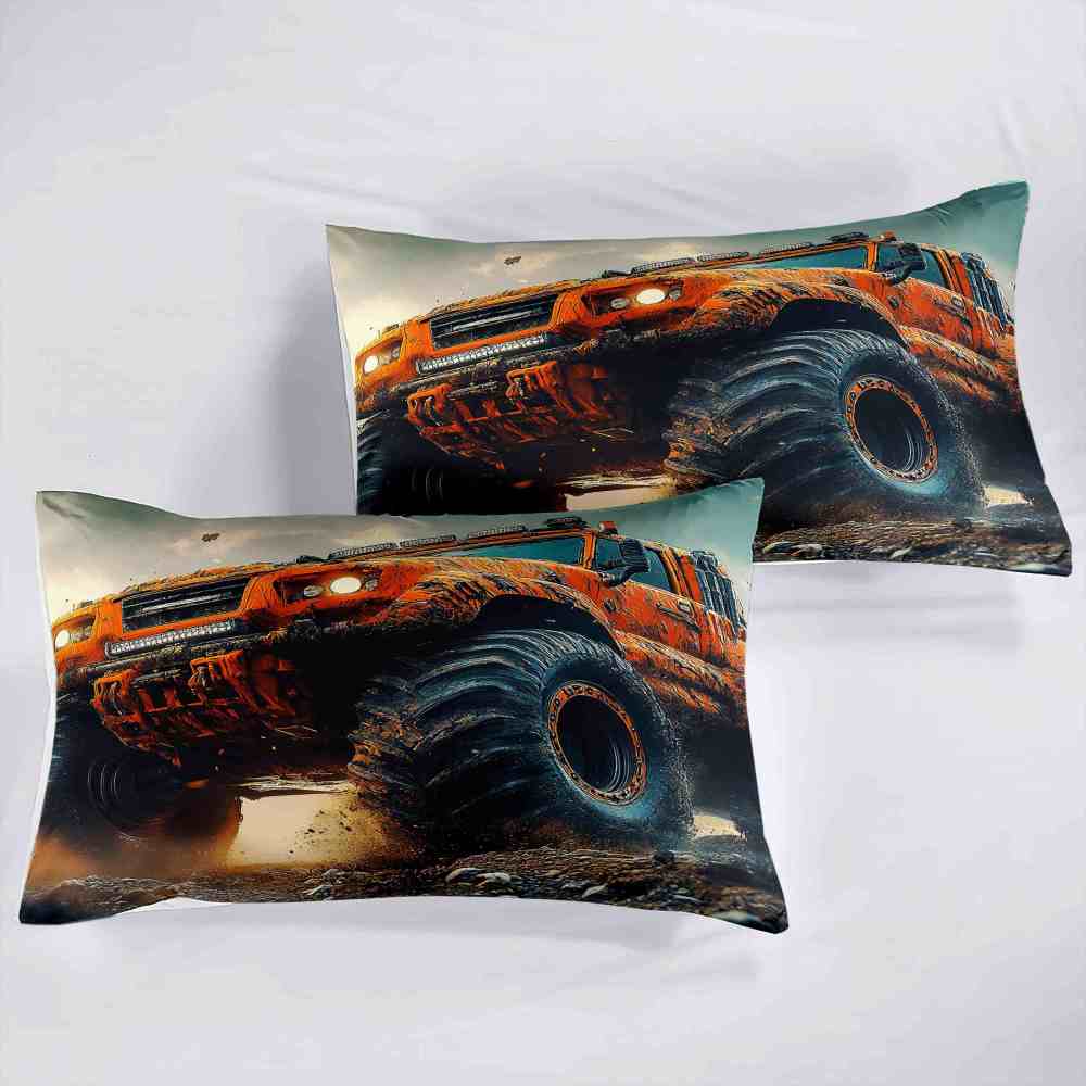Orange Extreme Off-Road Mud Truck Bedding Set Teen Boys | CozyLil