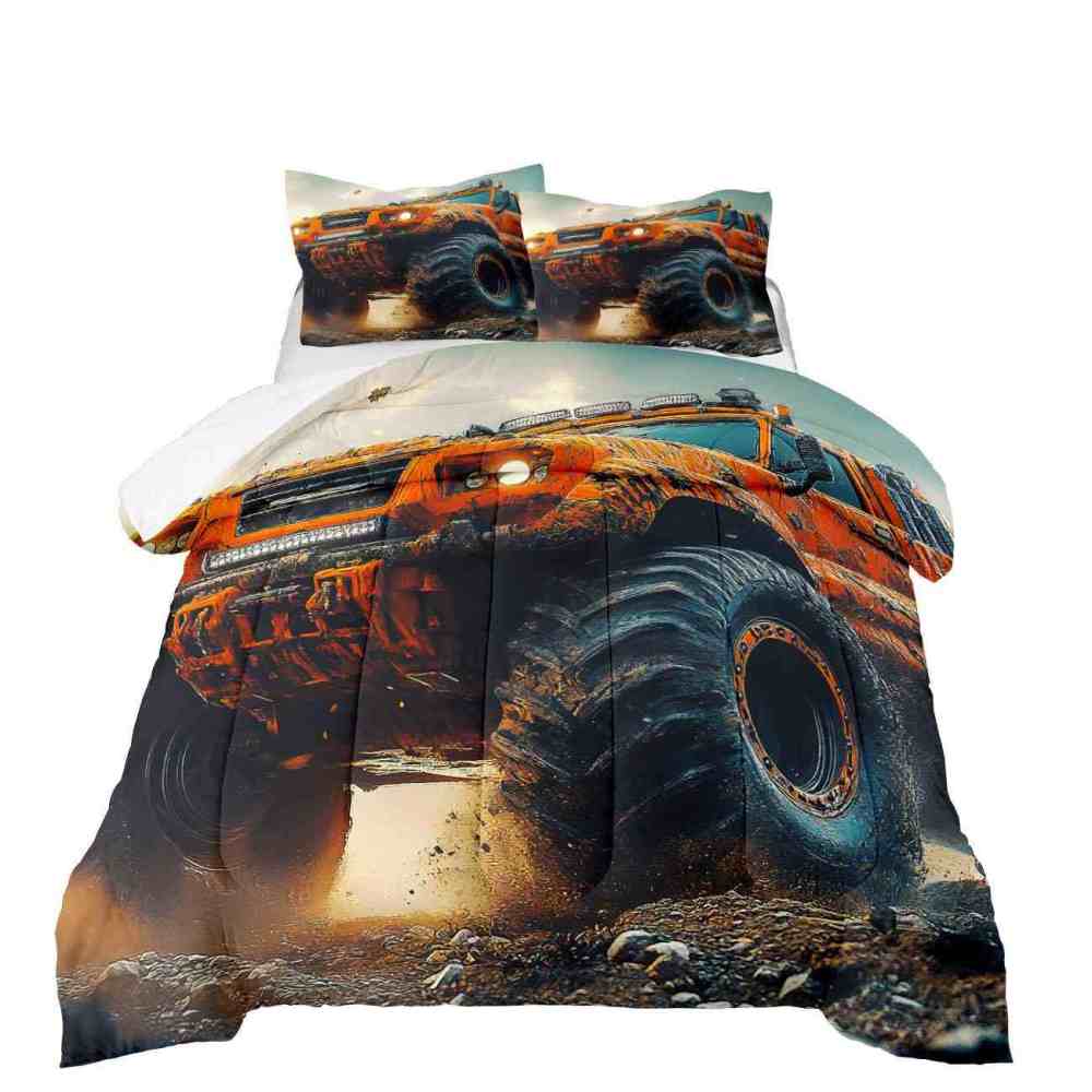Orange Extreme Off-Road Mud Truck Bedding Set Teen Boys | CozyLil