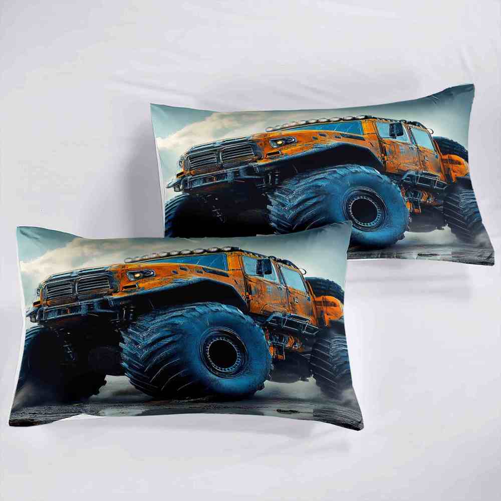 Blue Mechanical Giant Tire Off-Road Truck Comforter Set | CozyLil