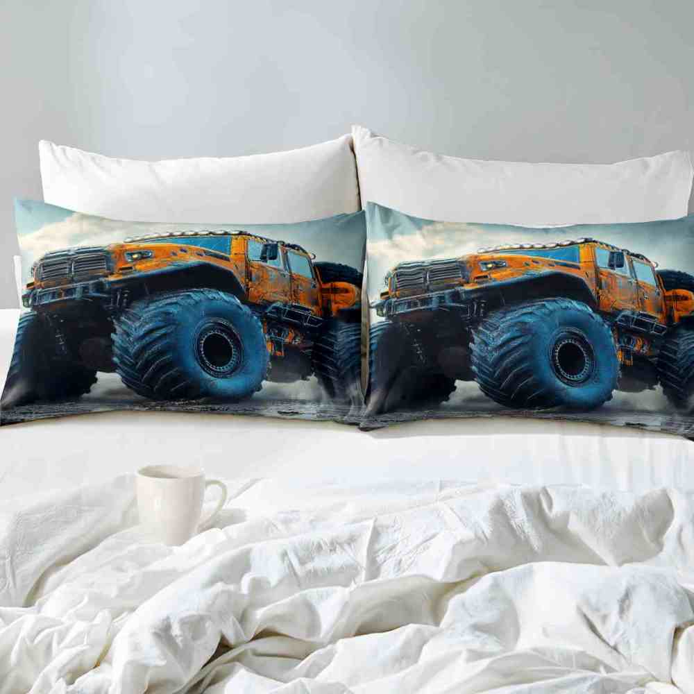 Blue Mechanical Giant Tire Off-Road Truck Comforter Set | CozyLil