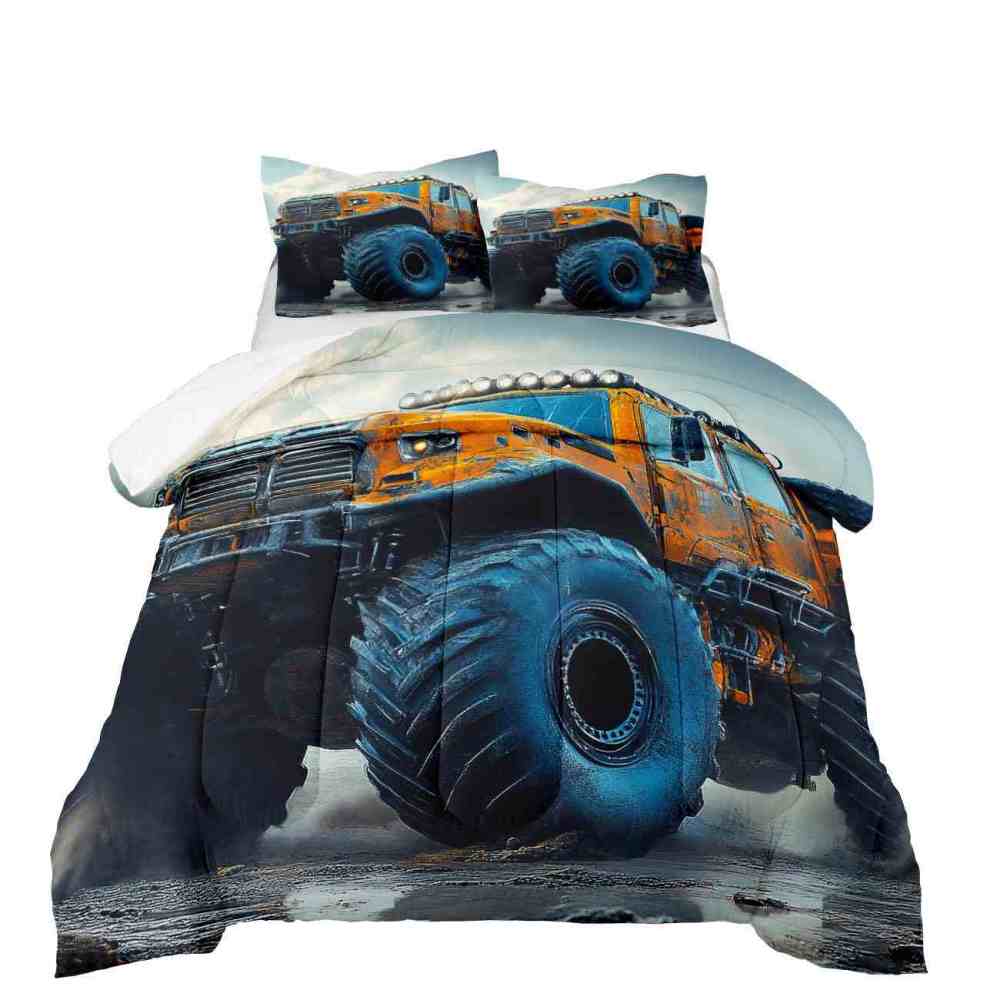 Blue Mechanical Giant Tire Off-Road Truck Comforter Set | CozyLil