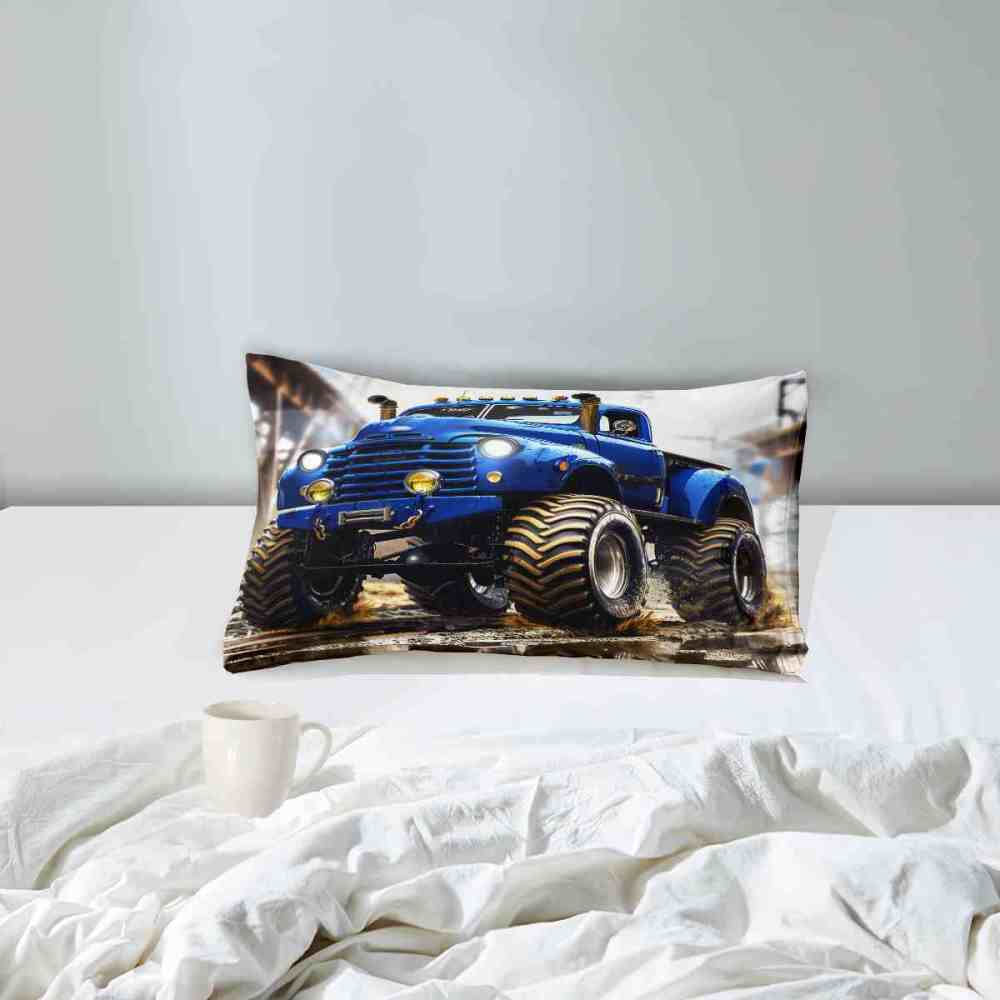 Extreme Blue Dirt Truck Huge Tires Boys Bedding Set | CozyLil