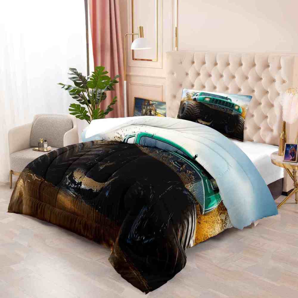 Aggressive Green Monster Truck Racing Comforter Set | CozyLil