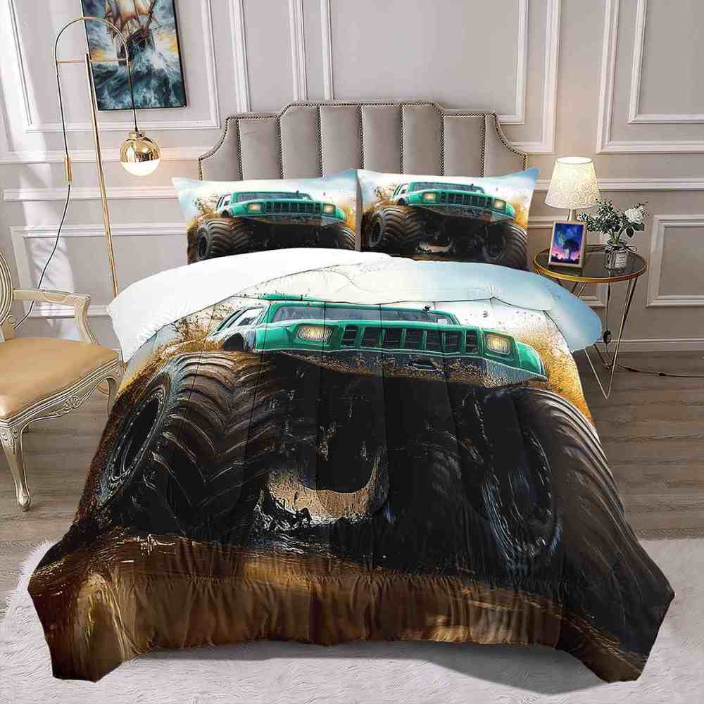 Aggressive Green Monster Truck Racing Comforter Set | CozyLil