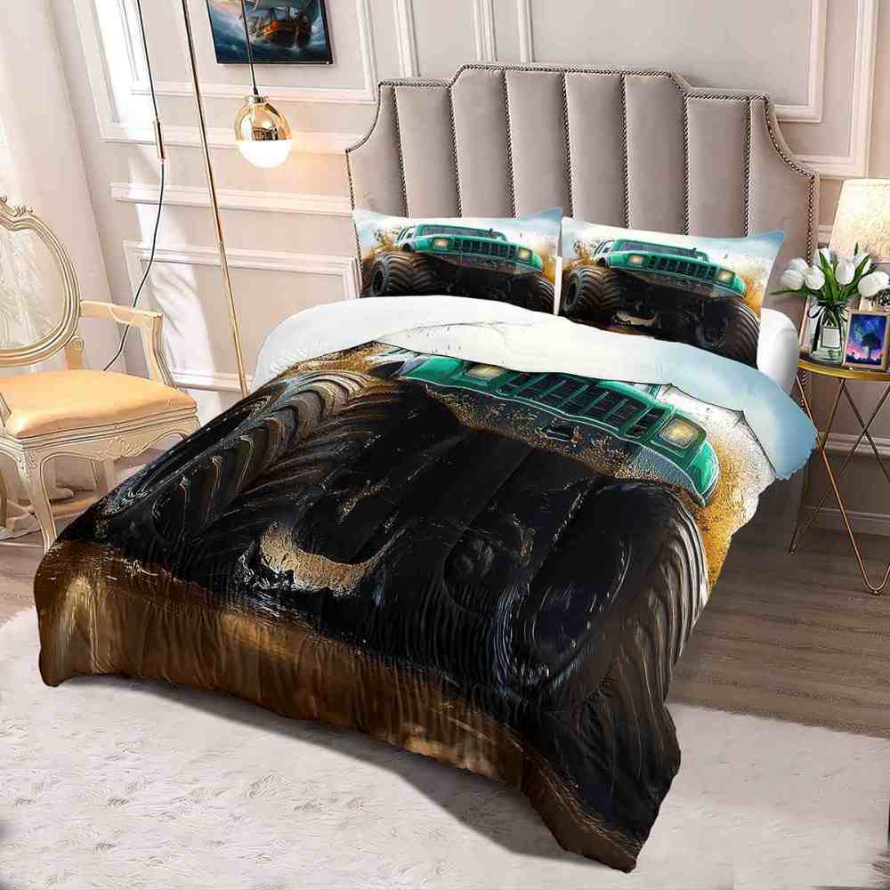 Aggressive Green Monster Truck Racing Comforter Set | CozyLil