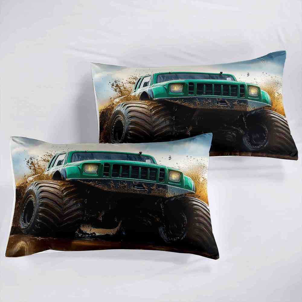 Aggressive Green Monster Truck Racing Comforter Set | CozyLil