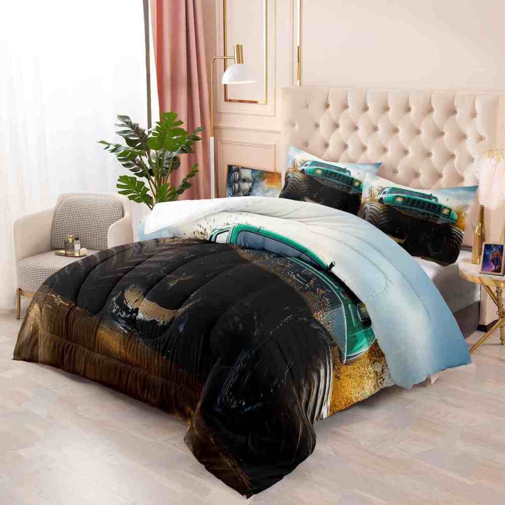 Aggressive Green Monster Truck Racing Comforter Set | CozyLil