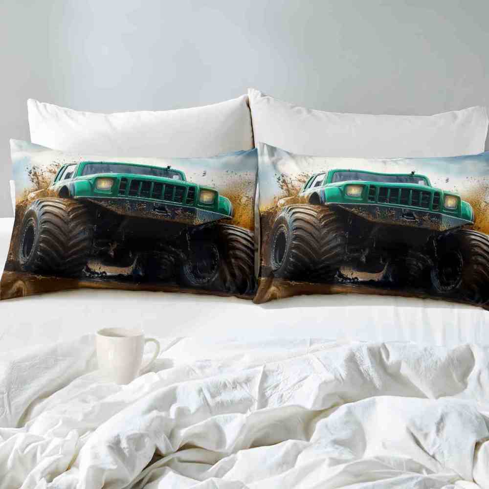 Aggressive Green Monster Truck Racing Comforter Set | CozyLil