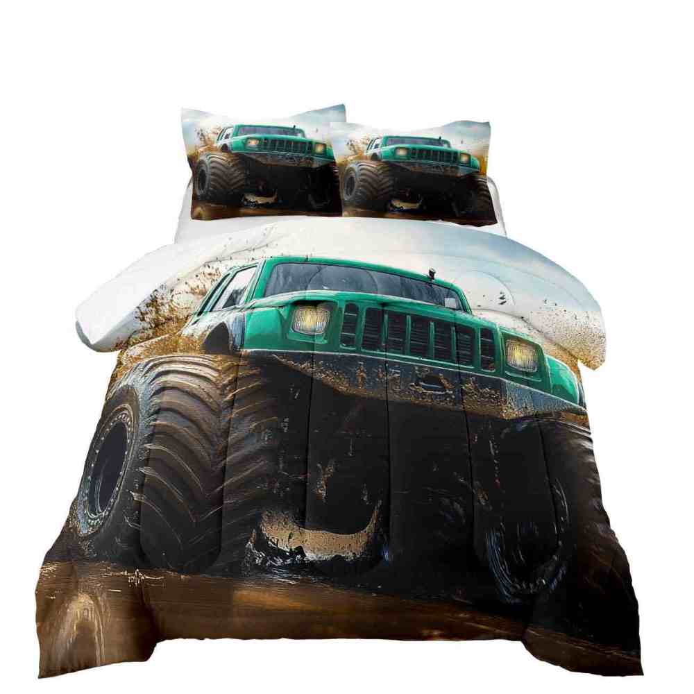 Aggressive Green Monster Truck Racing Comforter Set | CozyLil